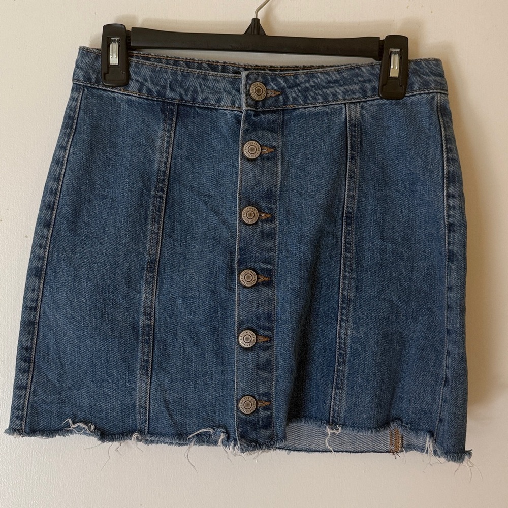 Denim Button-Front Mini Skirt